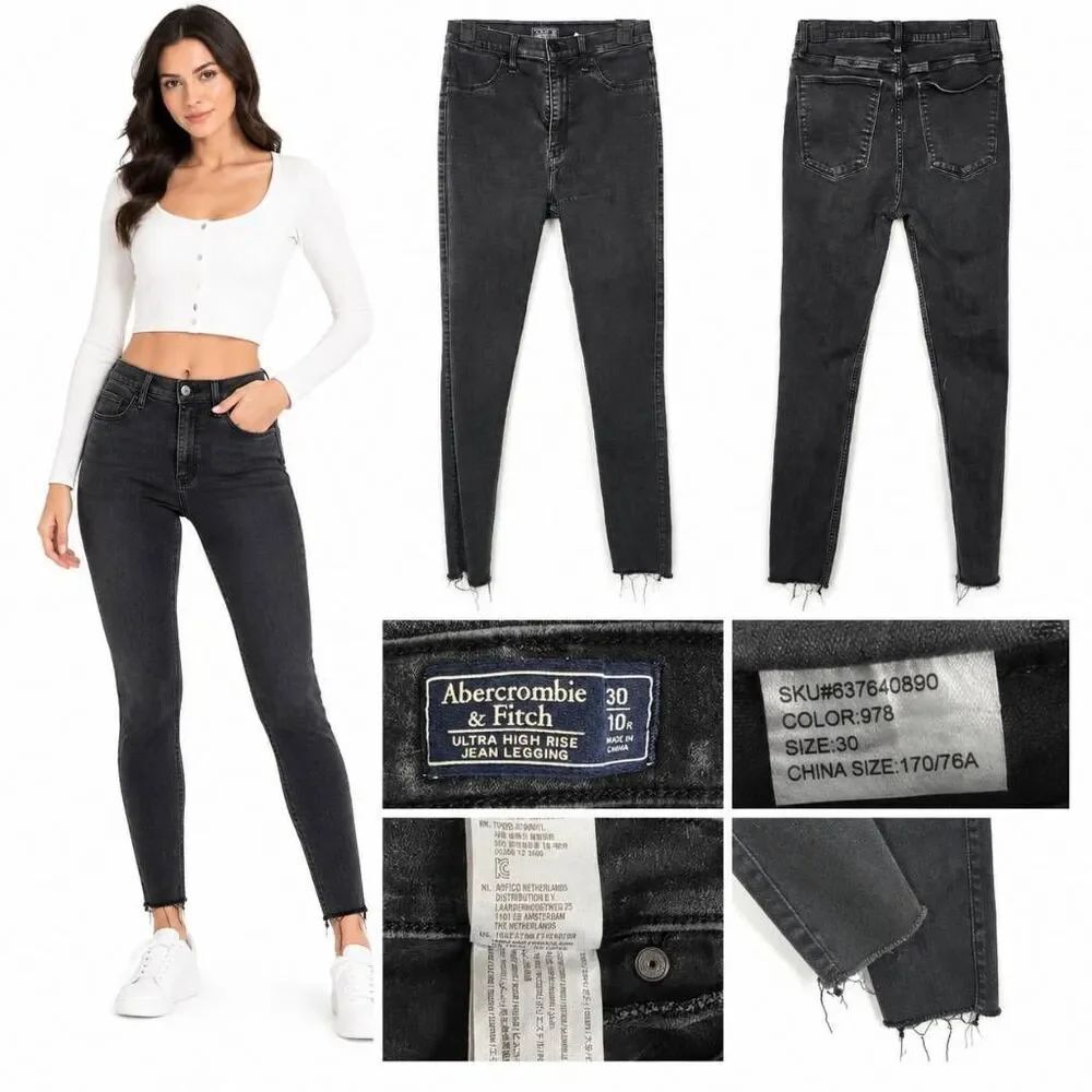 AbercrombieâUltra High Rise Jean Legging Black 30